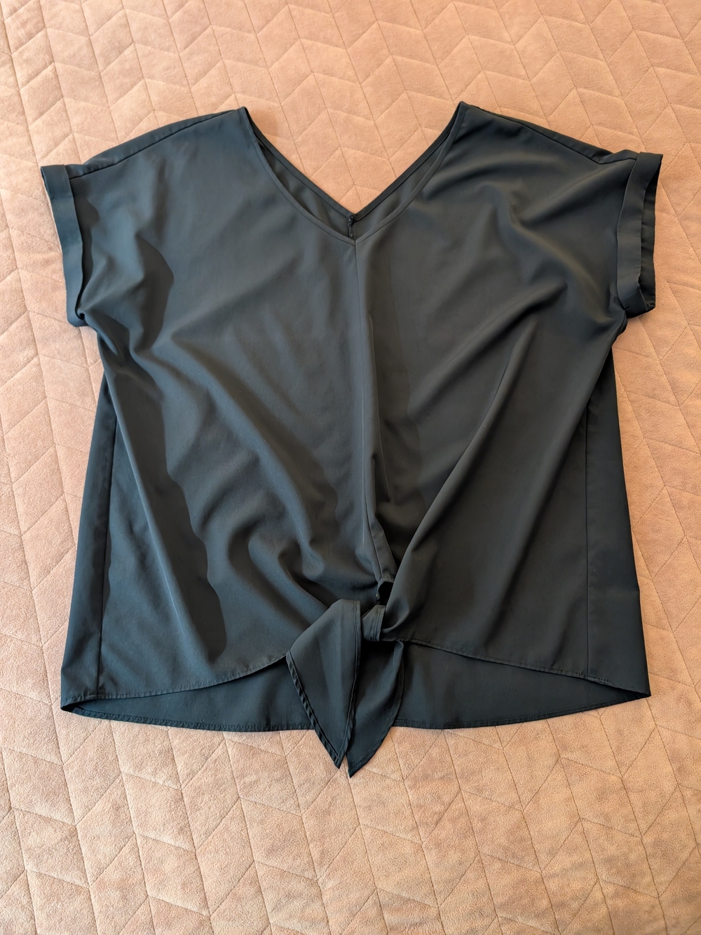 Juicy Couture XL Blue V-Neck Tie-Front Blouse